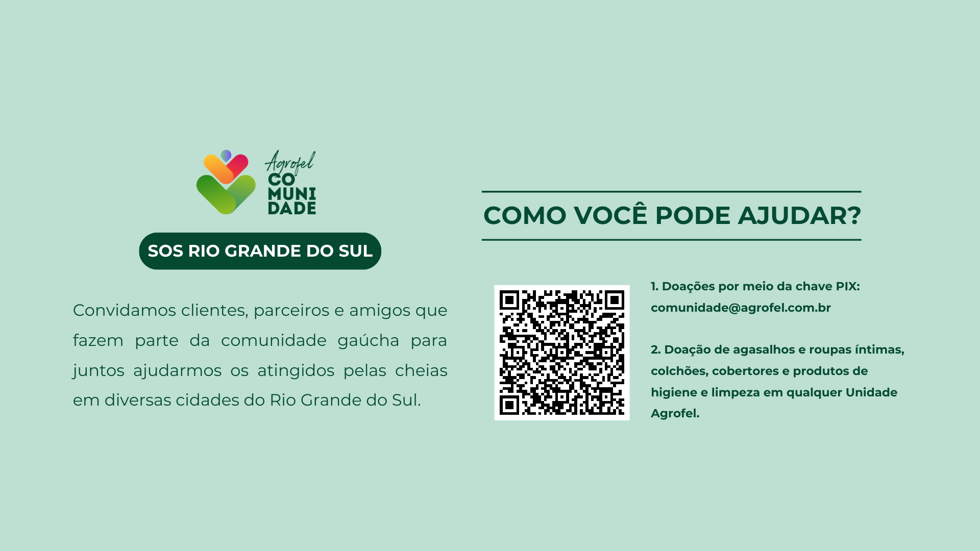 Leia mais sobre o artigo Agrofel realiza campanha em apoio a cidades atingidas pelas cheias